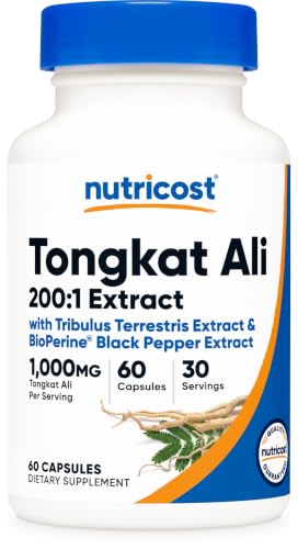 Nutricost Tongkat Ali 1,000mg 60 Capsules - with Tribulus Terrestris and BioPerine, Vegetarian Caps,...