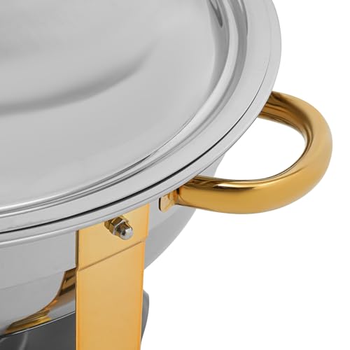 4.5L Abnehmbaren Edelstahl Rund Speisenwärmer 4er Minimalistisch Chafing Dish Set Wärmebehälter für Restaurants, Buffets, Hotels Warmhaltebehälter Buffetwärmer 41x25cm – Bild 6