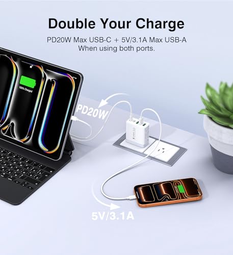 Image of 2Pack USB C Fast Charger Block, 60W 5-Port USBC Wall Charger Plug Adapter | PD20W USB-C & QC 3.0 USB-A Multiport Charging Block Cubes Power Adapter for iPhone 17 /16 /15 /14 /13 Pro Max,iPad Pro,Galaxy S26