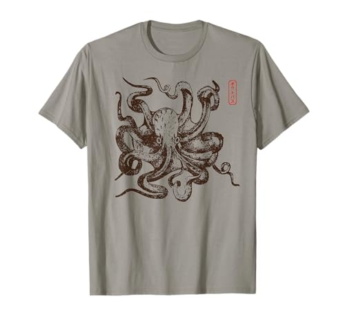 Pulpo Vintage Retro Estético Japonés Camiseta