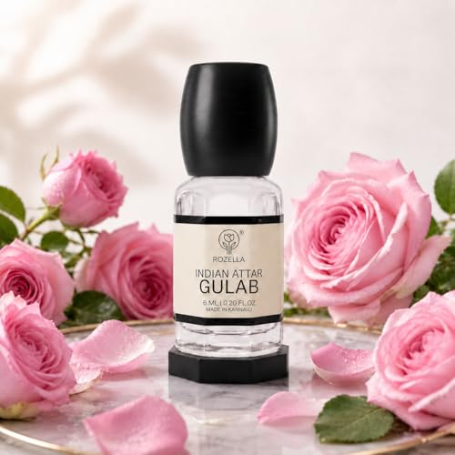 Image of ROZELLA Gulab Authentic Attar for Men and Women | Rose Inspired Concentrated Perfume Oil | Traditional Fragrance Blend | Non Alcoholic Long Lasting Aroma Attar Roll On Perfume | 3 ml