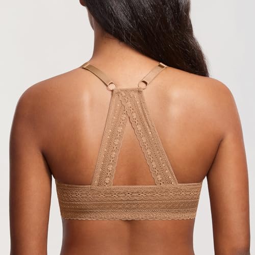 Image of DOBREVA Women's Push Up Bra Front Closure Racerback | Lace Back, Padded, Plunge, Tshirt, Cleavage, Sexy, Date, Soft, Everyday, Supportive