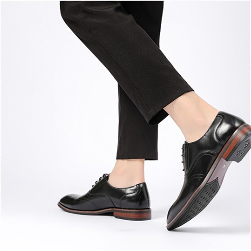Men's British Retro Brogue Business Formal Shoes Pointed Toe Lace-up Comfortable Fashion Embossing Suits Casual Shoes Slip Resistant Rubber Soft Sole Oxford Shoes for Men(D,10)4