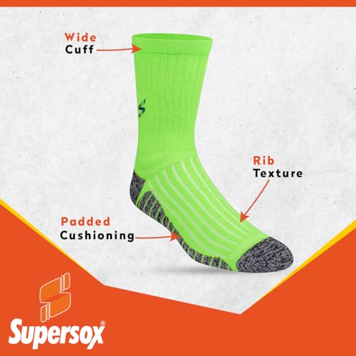 Image of Supersox Calf Length Sports Socks For Men Combo, Made With Durable Breathable Cotton, Anti Odour, Anti Bacterial, Anti Sweat, Moisture Aborbant with Thick Cushioned Bottom (Multicolor, Pack of 3)