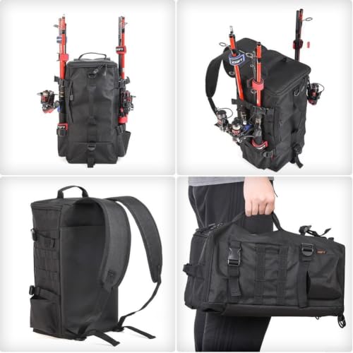 Mochila de pesca con portacañas que soluciona el espacio para la trucha 5