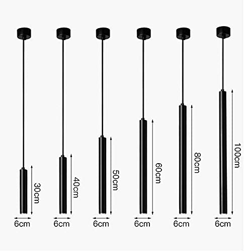 Lustre suspension cylindre noir LED pour éclairage bar - 5