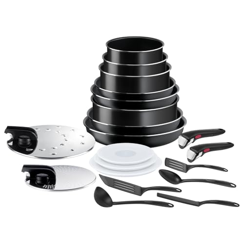 Tefal Ingenio Easy On 20-teiliges Topf und Pfannenset abnehmbarer Griff, stapelbar, platzsparend,...