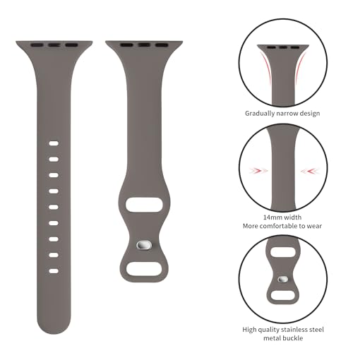 Image of Thin Slim Band Compatible with Apple Watch 38mm 40mm 41mm 42mm 44mm 45mm 46mm 49mm, Replacement Silicone Sport Strap for iWatch Series 11 /10 /9 /8 /7 /6 /5 /4 /3 /2 /1 Ultra SE Women Men, Clay