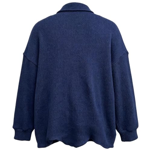 Womens Collared Knit Cardigan Sweater, Oversized Big Button Sweater Coat - image 5