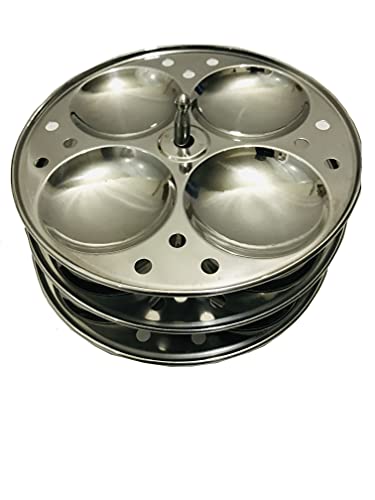Best Edelstahl Idli Herd Maker 3 Rack Idli Ständer Stahl Platten Idli Ständer 3 Etagen SS idali Ständer macht 12 Silber Küchengeräte Kochgeschirr Utensilien 17,8 cm Cover