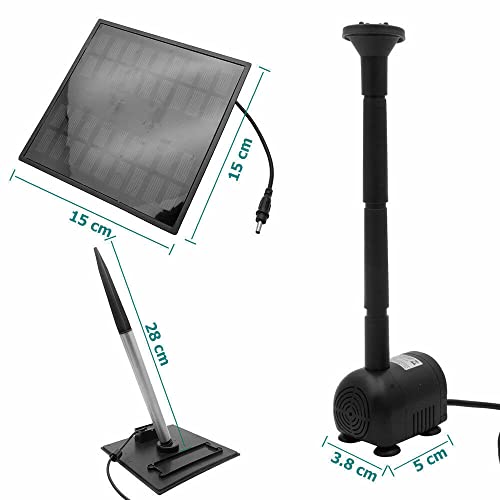 Bomba de fuente solar para baño de pájaros y estanques con kit de 5 boquillas 5