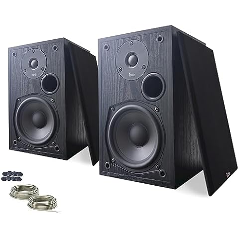 Audio Express Koe’ B102 – 100 Watt Home Theater, Passive Bookshelf Speakers (Pair) Hi-Res Audio, Excellent Response, HiFi, Satellites, Includes SPL/Freq Graph, Wall-Mountable, Black Cover
