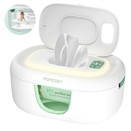 Momcozy Upgrade Wipe Warmer Dual Seals for Maximum Moisture Wipe Dispenser Innovative Spring Design Compatible with 60-80pcs Wipes Diaper Wipe Warmer with Night Light 4 Modes of Temperature