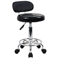 Height Adjustment: The Seat Height adjusts from 47.8 to 64cm,Seating diameter: 33cm, Height of backrest: 22.5cm Comfortable:The salon stool equipped with a modern turbo round cushioned seat, low backrest for better back support，PU leather waterproof,...