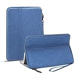 dtab d-41A 10.1型 ケース/カバー スタンド機能 ポーチ カバン型 軽量/薄 セカンドバッグ型 ストラップ付き 通勤 通学 シンプル おしゃれ シャープ dtab d-41A docomo用 カバン型ケース/カバー おしゃれ タブレットケース/カバー(ライトブルー)