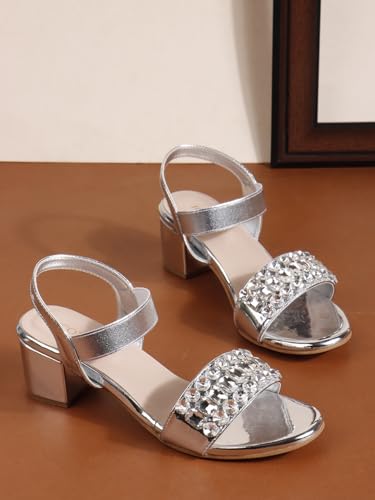 Image of iconics Women Glamorous block Heel Sandal with Crystal Embellishment