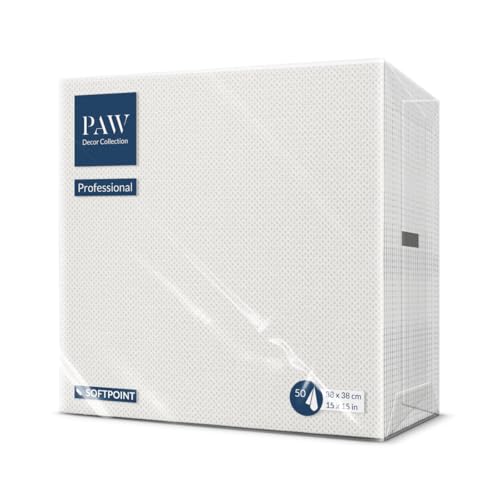 PAW - Serviettes Soft Point (38 x 38 cm) | 50 Serviettes Gastronomiques | Douces et Résistantes | Idéales pour un usage Quotidien, les Bars et les Cafés |...