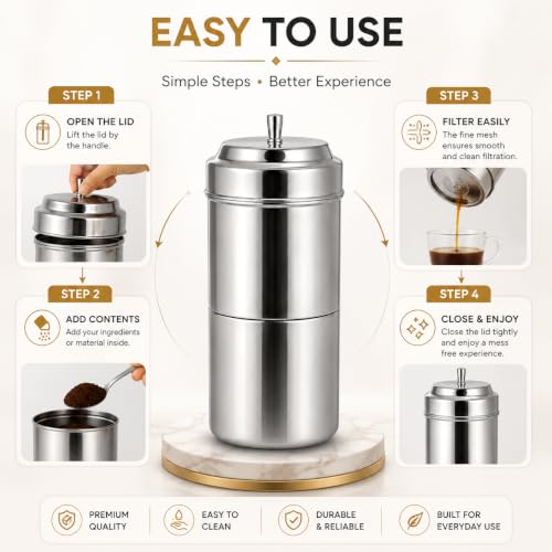 Image of VELTO Stainless Steel Coffee Filter for South Indian Filter Coffee, Coffee Decoction Maker, Filter Coffee Maker Steel, Coffee Filter for Home, 260g