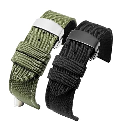 SiChouwz ���v�X�g���b�v 19mm 20mm 22mm 23mm 24mm �i�C�������U�[���X�g�o���h �����Y �h���L�����o�X�u���X���b�g�x���g(A-black-black,21mm)