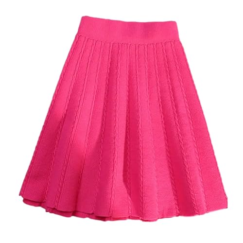 Jupe tricotée pour femme OLEETS plissée style coréen mode rouge L
