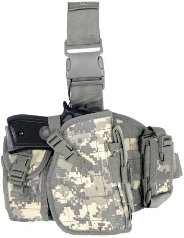 ARMSTAC® Molle Platform Drop Leg Holster [S4] Pistol Holster with MOLLE Pouches, Quick Detach Release Buckle, Adjustable Straps, in ACU Color Tech Support