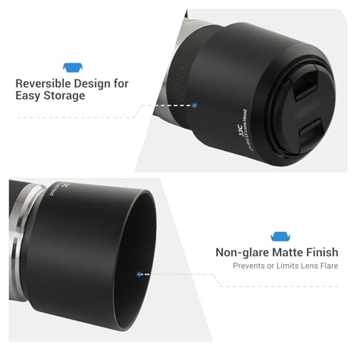 Image of JJC ALC-SH115 Lens Hood for Sony E 55-210mm f /4.5-6.3 OSS SEL55210 Lens | Bayonet, Reversible Design, Replaces Sony ALC-SH115 Lens Hood, Allows to Attach 49mm Filter & Sony Lens Cap, No Vignetting