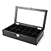 Produktbild NBVCX Wohnaccessoires Große Uhrenbox für Herren   12 Uhren Slots Schmuck Organizer Holz Uhrenvitrine Aufbewahrung Glasplatte Abschließbare Metallschnalle Braun/Schwarz