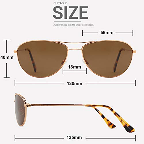 MAXJULI Baby Sea Polarized Aviator Sunglasses for Small Narrow Face Women Men 80174