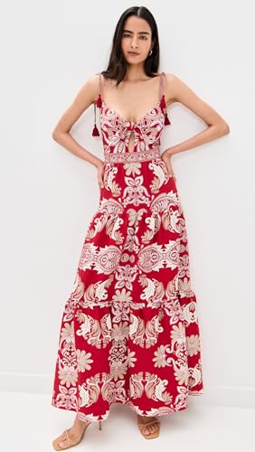 alice + olivia Women's Minka Tie Front Maxi Dress with Tassels2