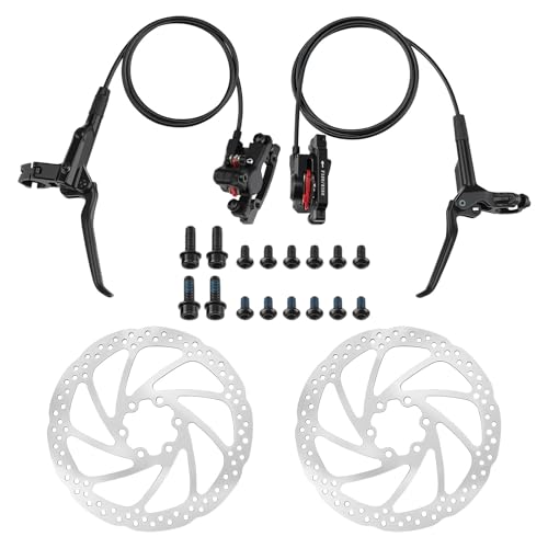 Hydraulic Brakes For Ebike Ebike Brakes with 160mm Rotors & Ceramic Pads - Complete Bicycle 4 Piston Hydraulic Brakes for Mountain Bike E-Bike Road Bike left front 81cm and right rear 147cm