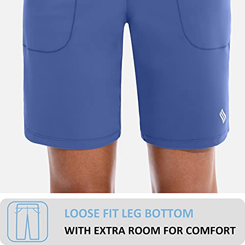 Image of SANTINY Bermuda Shorts for Women with Zipper Pocket Womens High Waisted Long Shorts for Running Workout Athletic