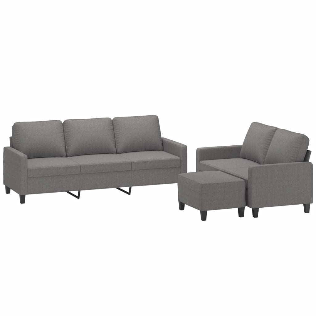 vidaXL Sofa Set 3 Piece, Modern Sofa Set Loveseat, Living Room Upholstered Couch Furniture Set with Cushions, Sectional Sofa Set, Dark Gray Fabric