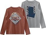 2er Pack Langarmshirts NAME IT Jungen NKMVUX LS TOP TTT T-Shirt, Maple Syrup/Pack:2P Maple Syrup + Ultimate Gray, 122-128