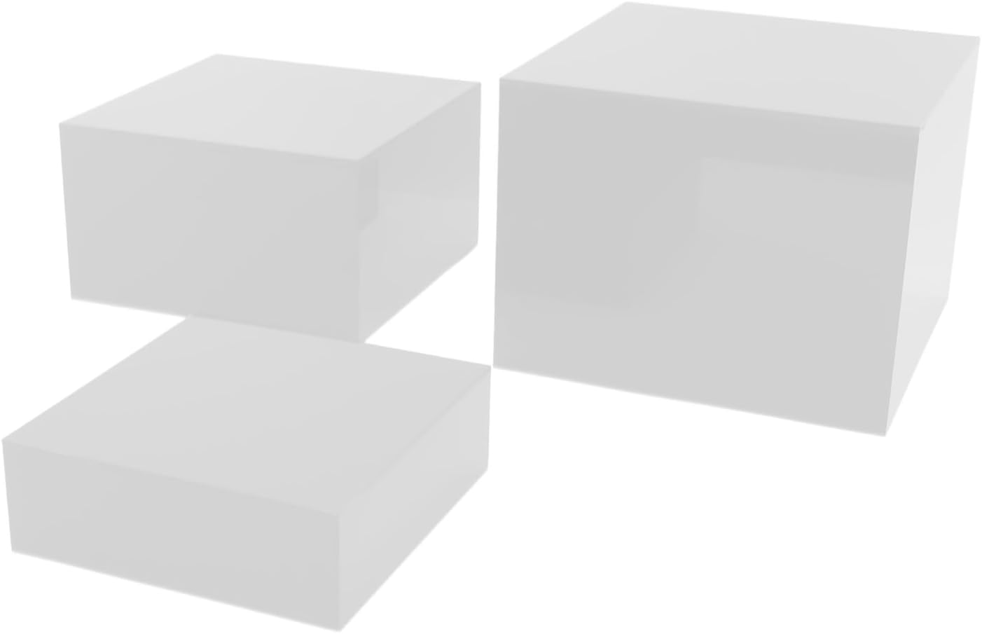 3Pcs Acrylic Risers Display Stands - Transparent Cubic Nesting Stands for Dessert Buffets & Food Displays, MultiPurpose Versatile Use (White)