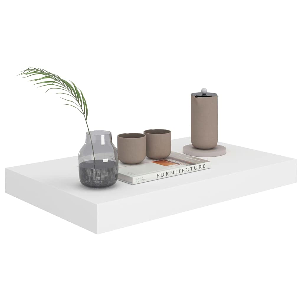 Zestaw 2 półek wiszących, białe, 40 x 23 x 3,8 cm, płyta MDF o strukturze plastra miodu z metalową ramą, niewidoczny system mocowania książek i artykułów dekoracyjnych, stabilna półka ścienna