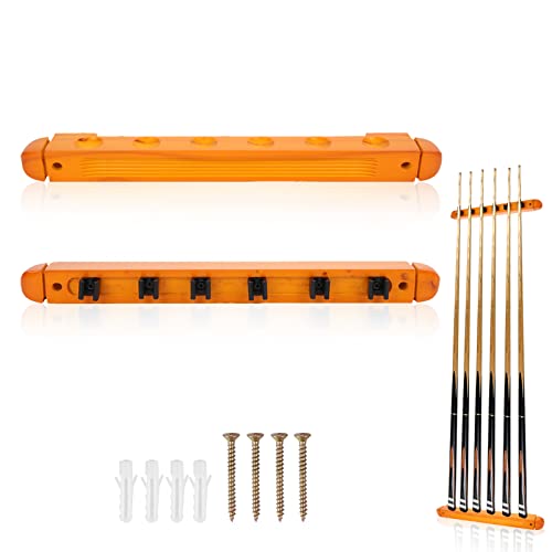 HERCHR Support de Billard en Bois, Porte-queues mural 6 Places Accessoires Billard pour L'école, Maisons et Clubs