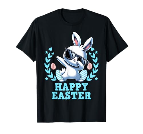 Dabbing Rabbit Happy Easter Day Eggs Bunny Dab Boys Girls Maglietta