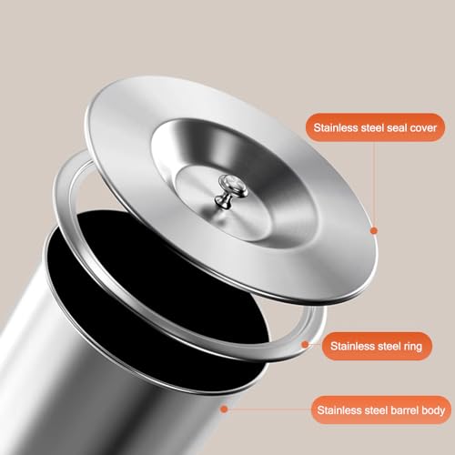 Image of 8L /2.1GAL Embedded Trash Bin with Lid,Trash Chute,Drop-in Trash Can,Built-in Waste Basket for Kitchen,Washbasin, Dining Room,Restaurant (8L-Set（Silver)