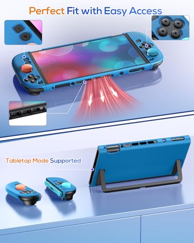 Image of FYOUNG Upgrade Switch 2 Protective Case&Screen Protector Set, Dockable Cute Cover Hard Shell Skin for Nintendo Switch 2 Console Accessories,Travel-Friendly,Kickstand Cutout(Blue, for Switch 2 7.9inch)