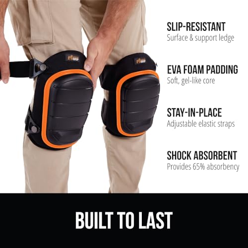 Image of GORILLA GRIP Knee Pads for Work, Gel Cushion Soft Foam for Men Orange