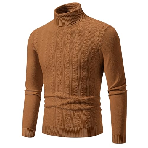 Men's Turtleneck Ribbed Sweater Slim Fit Lightweight Twisted Knitted Muscle Tops Winter Warm Soft Pullover Knitwear