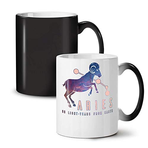 Wellcoda bélier Zodiaque Signe Tasse à Couleurs changeantes, Horoscope Tasse - Grande, poignée Facile à saisir, activée par la Chaleur, idéal pour Les buveurs de café et de thé de Cover