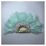 SakuRiver 羽根の手扇子 手作りダンスレース羽根扇子 ウェディングパーティーギフト ウェディングデコレーション(Double Side28)