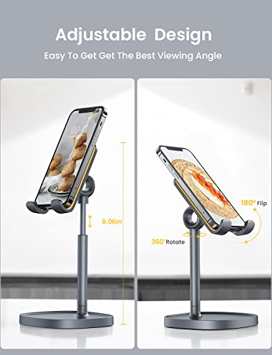 Image of LISEN Cell Phone Stand Adjustable Phone Holer for Desk, Computer Office Desk Accessories for iPhone 16 Holder Women Kitchen Essentials Fits Switch Kindle iPads Tablet 4-10in (Gray)