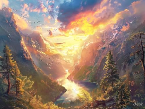 Diamond Painting Adulte 5D DIY Coucher de Soleil Grand Format 70 x 90 cm C-433