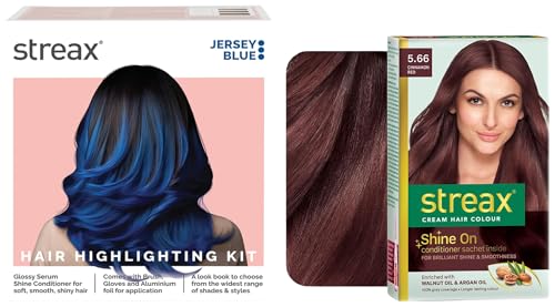 Streax Permanent Hair Colour, Hair Colour Highlight Kit | Blue Hair Colour, Jersey Blue – Pack of 1