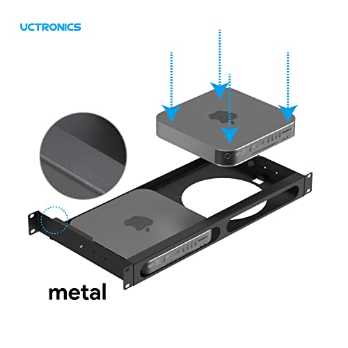 UCTRONICS Mac Mini Rack Mount with Side Brackets, 19" 1U Rackmount Supports up to 2 Units of All Mac Mini M2 and M1 Models - Thumbnail 3