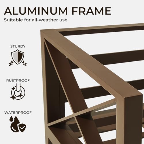 MAISON BACKYARDS MBY Outdoor Aluminum Patio Furniture Set, 2-Seats Patio Conversation Sofa Set with 1 Coffee Table, All Weather for Pool, Balcony, Garden-Brown – product image 4
