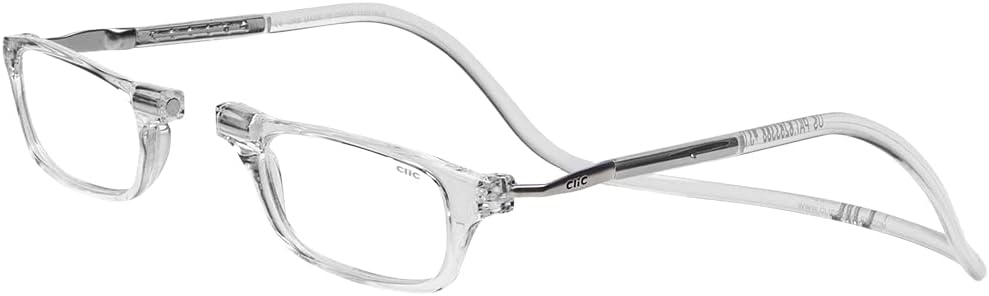 ClicMagnetic Reading Glasses, Computer Readers, Replaceable Lens, Original Long, (M-L, Clear, 3.00 Magnification)