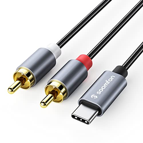 SOOMFON USB C auf Cinch Kabel 2M Typ C auf 2X RCA Y Splitter Cinch-Stecker Kabel Adapterkabel Cinch Audio Stereo Kabel für Telefon, Tablet, Heimkino, DVD, Verstärker, Lautsprecher, Autoradio Cover